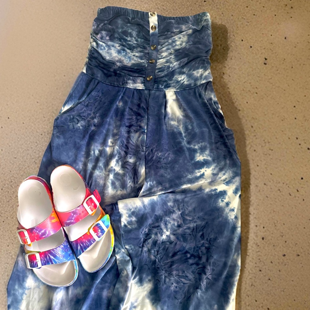 Tie-dye romper and sandal bundle